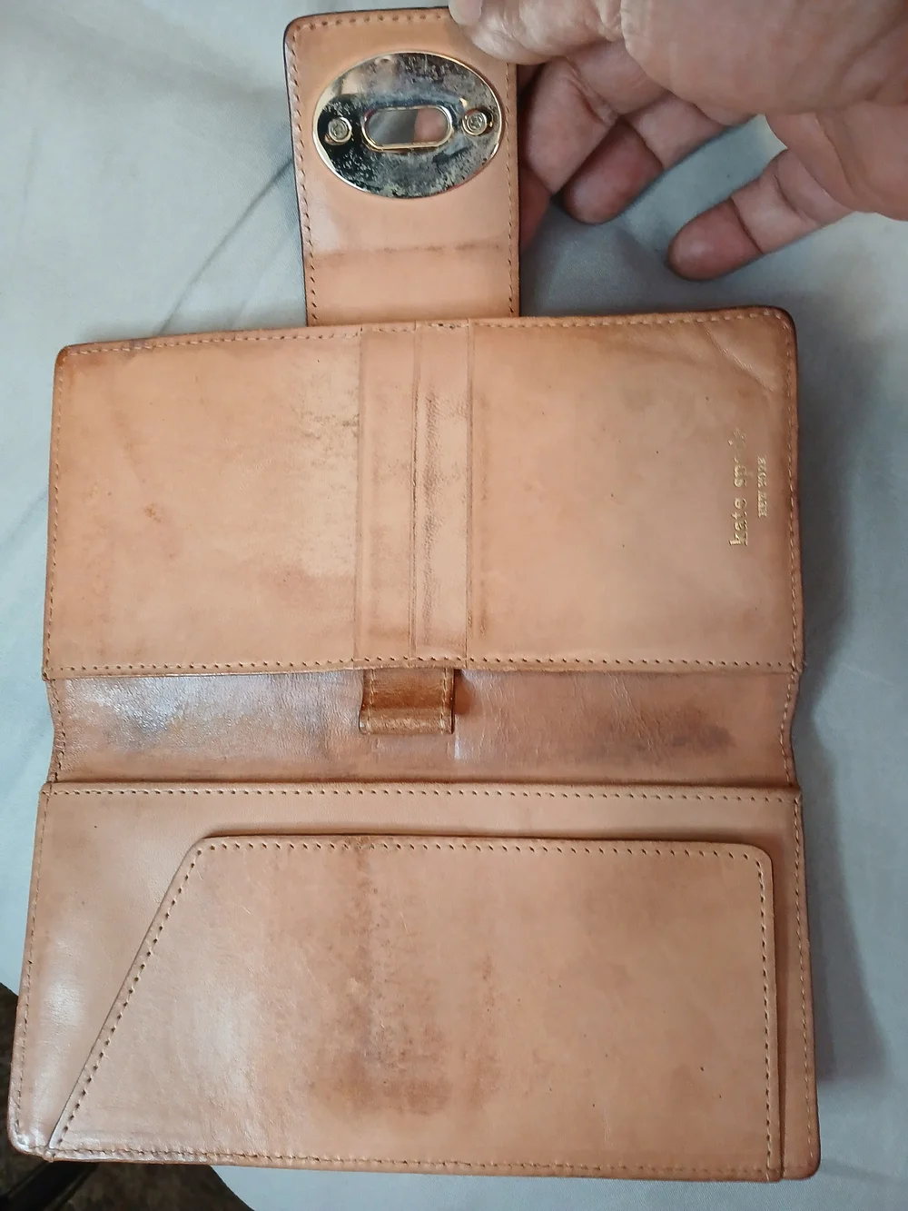 kate spade Black Leather Turn-Lock Continental Wallet with Stitch Detailing